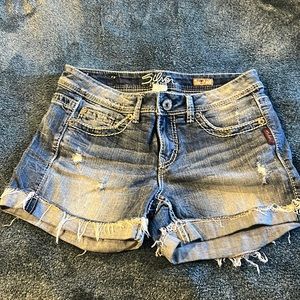 Silver jean shorts